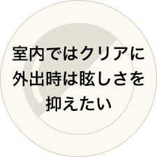 室内ではクリアに外出時は眩しさを抑えたい