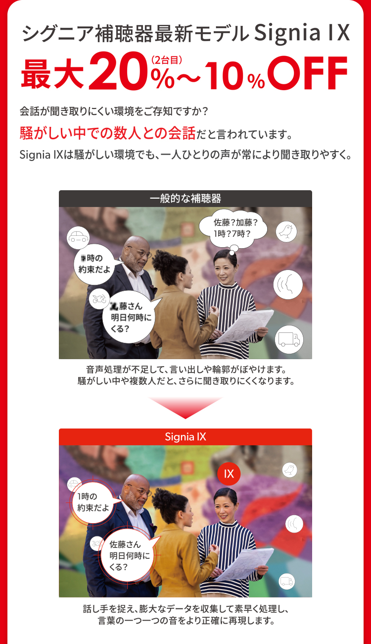 シグニア補聴器最新モデル Signia IX 最大20％（2台目）〜10％OFF